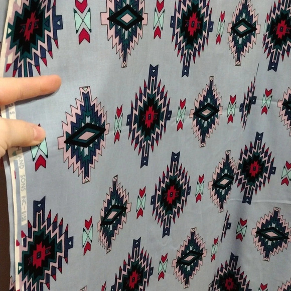 Shamash & Sons Inc Blue & Pink Aztec Print Fabric Piece 2 Yds -Sewing Quilting - Picture 3 of 5